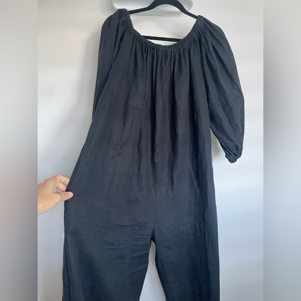 Myrah Penaloza black linen jumpsuit - Picture 4 of 5